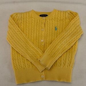 POLO Ralph Lauren Girls (3T) Yellow Cable Knit Cardigan Sweater Toddler